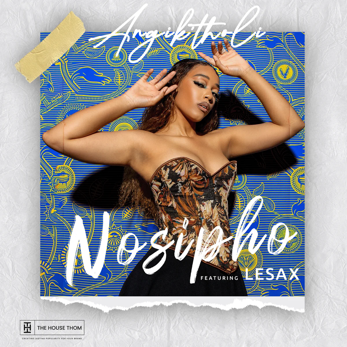 Angiktholi cover artwork for Nosipho featuring Jesax, with a blue patterned background.