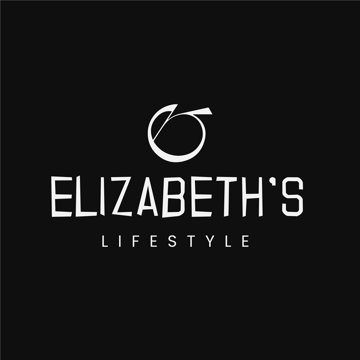 White Elizabeth's Lifestyle symbol and wordmark on black.