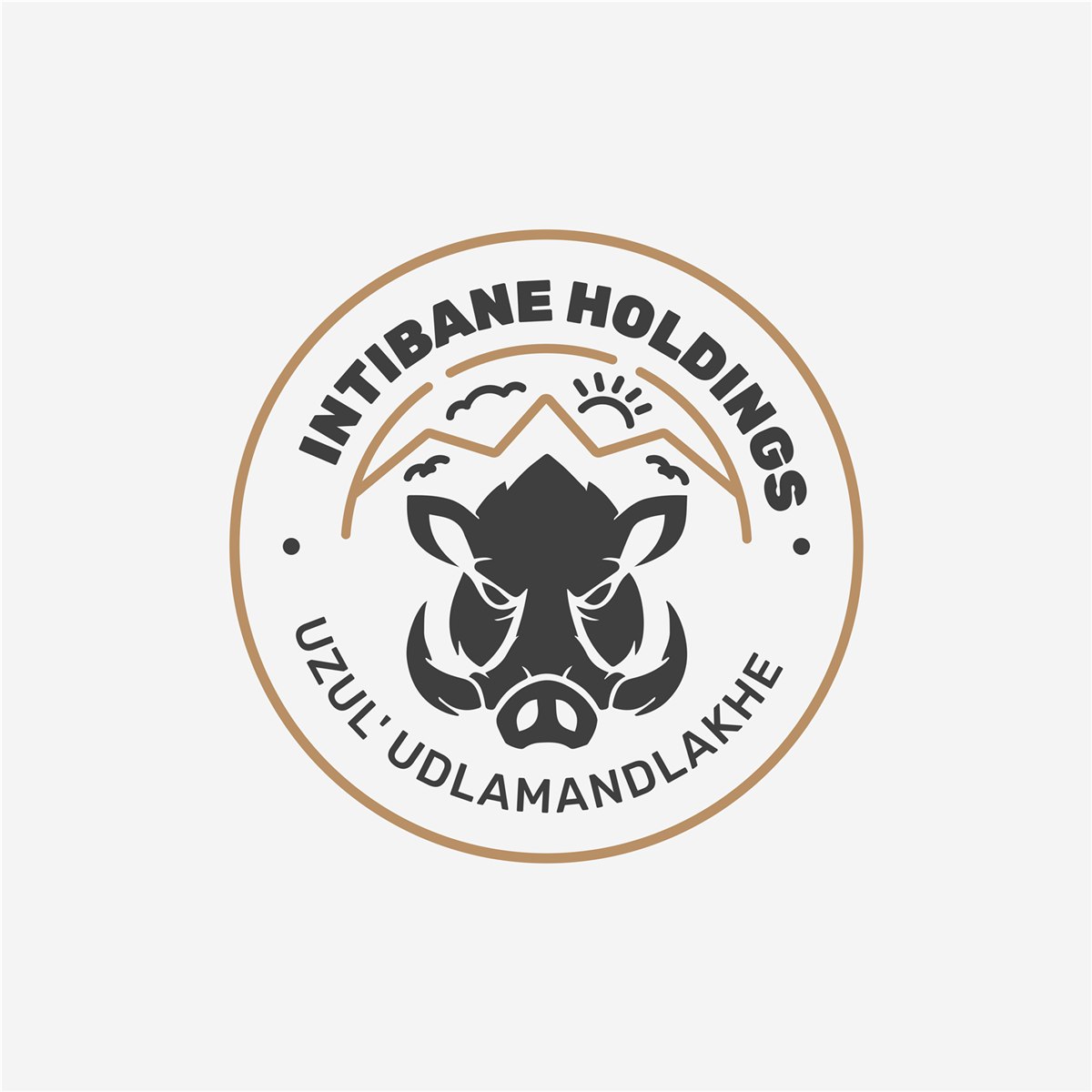 Circular Intibane Holdings logo featuring a warthog and mountains.