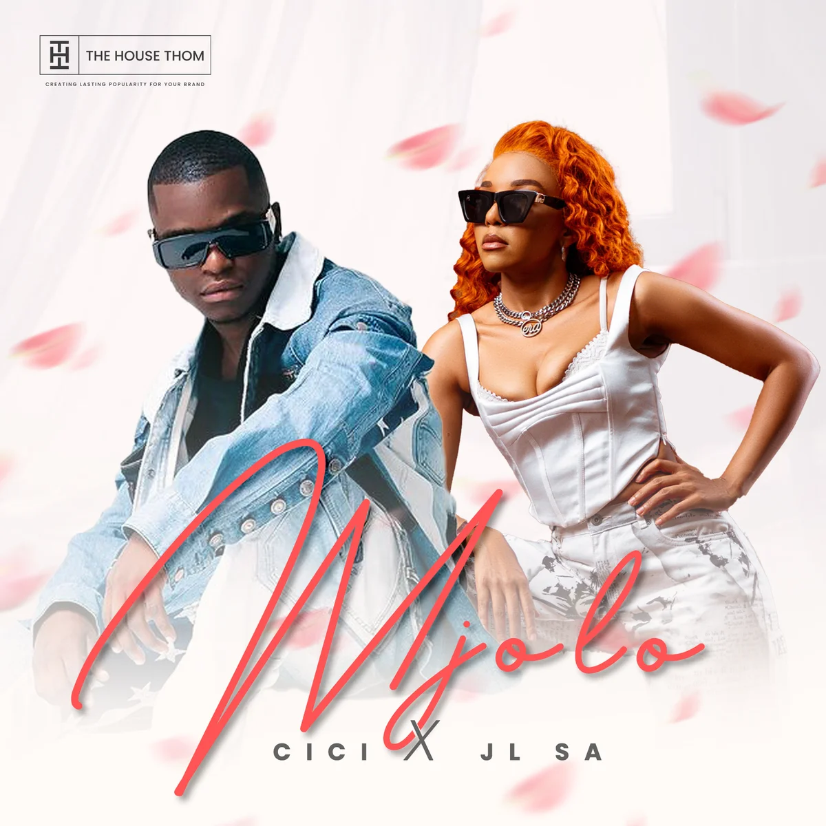 Mjolo music artwork featuring Cici and JL SA against a pink background.