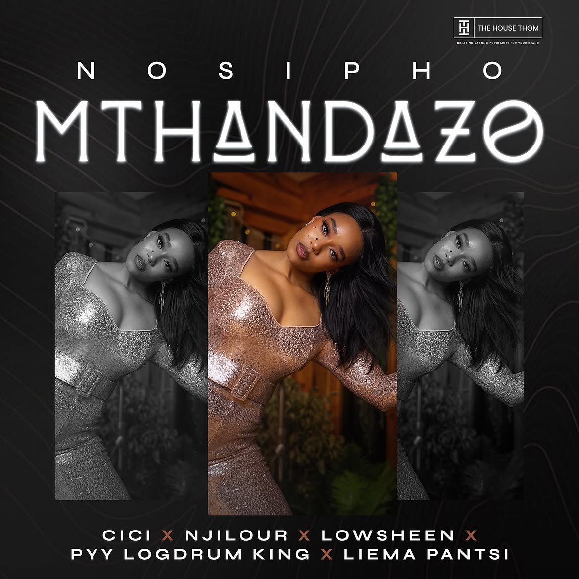 Mthandazo cover featuring a three-panel portrait composition and white title lettering.