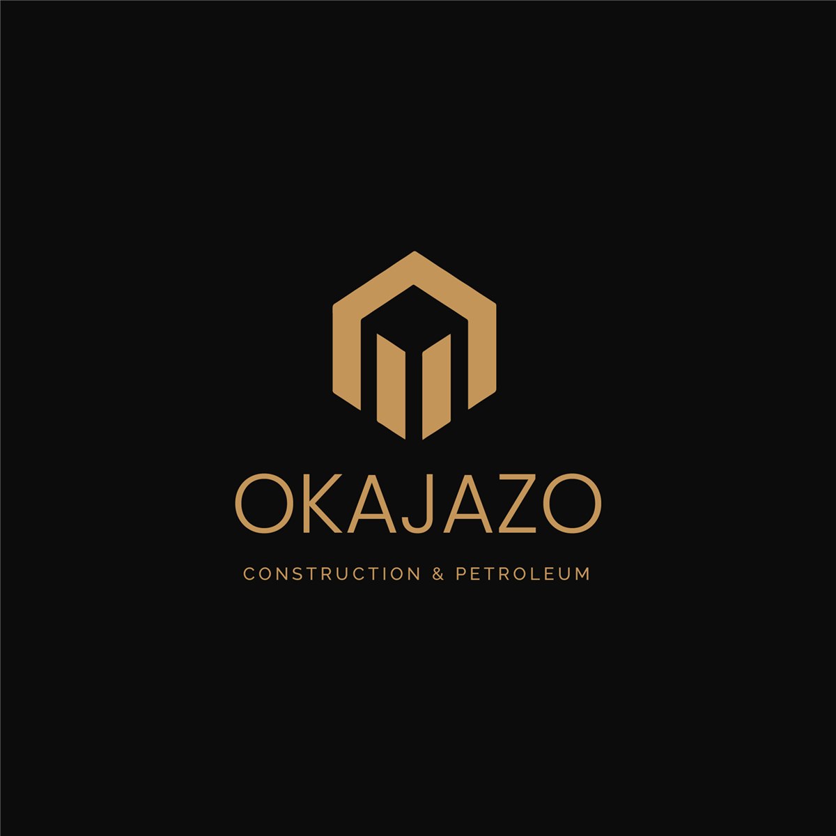 Gold Okajazo Construction & Petroleum logo on black.