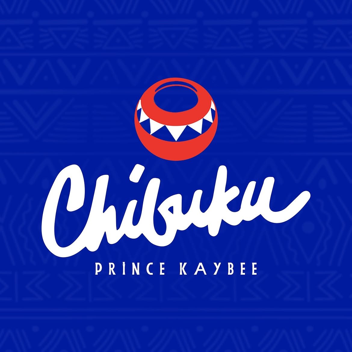 Chibuku cover with white lettering and a red illustrated pot on a blue patterned background.
