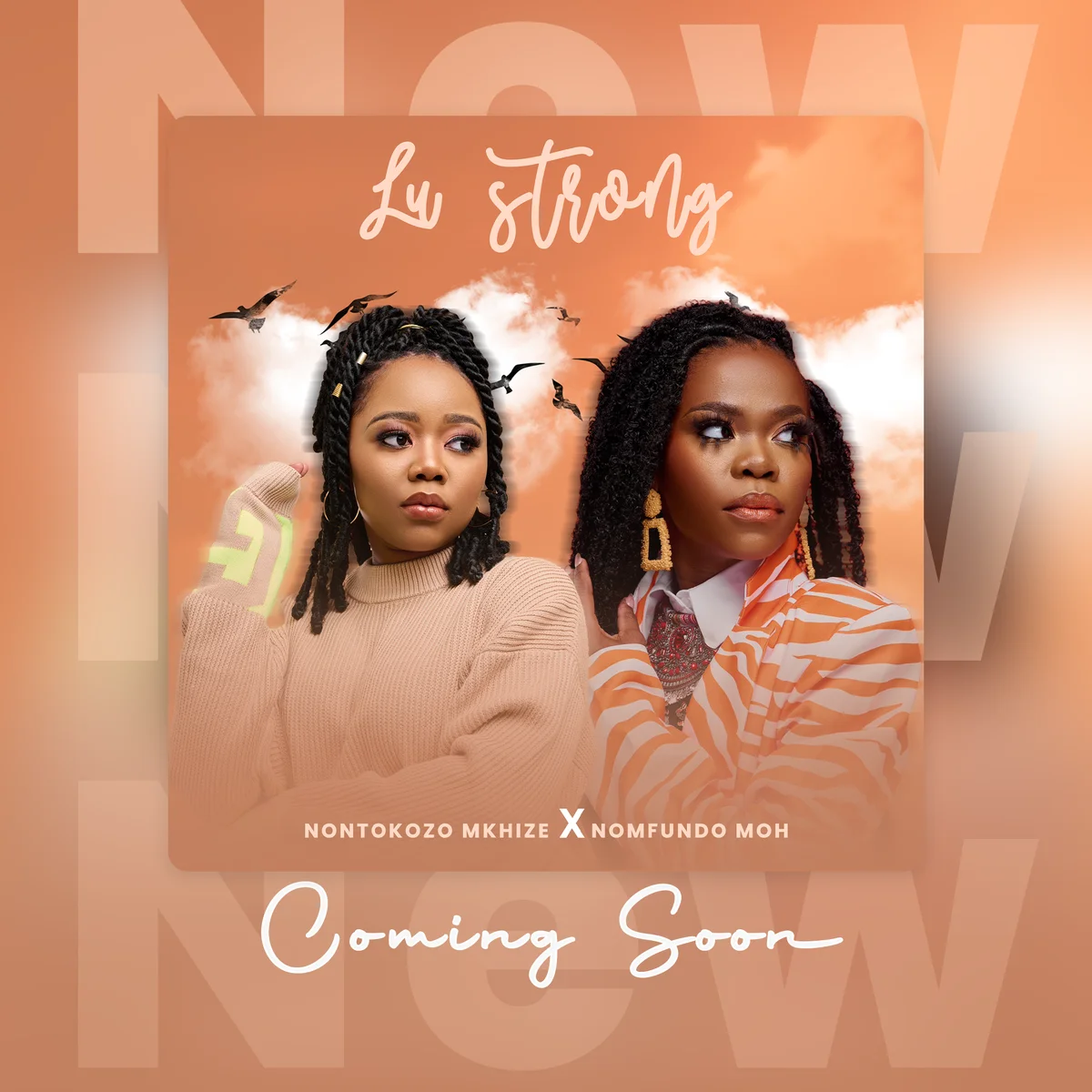Lu Strong music promotion featuring portraits of two performers.