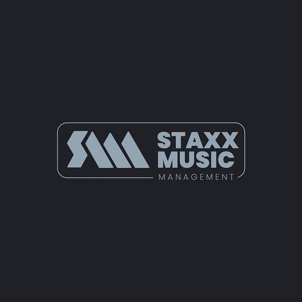 Silver Staxx Music Management symbol and wordmark on a dark background.