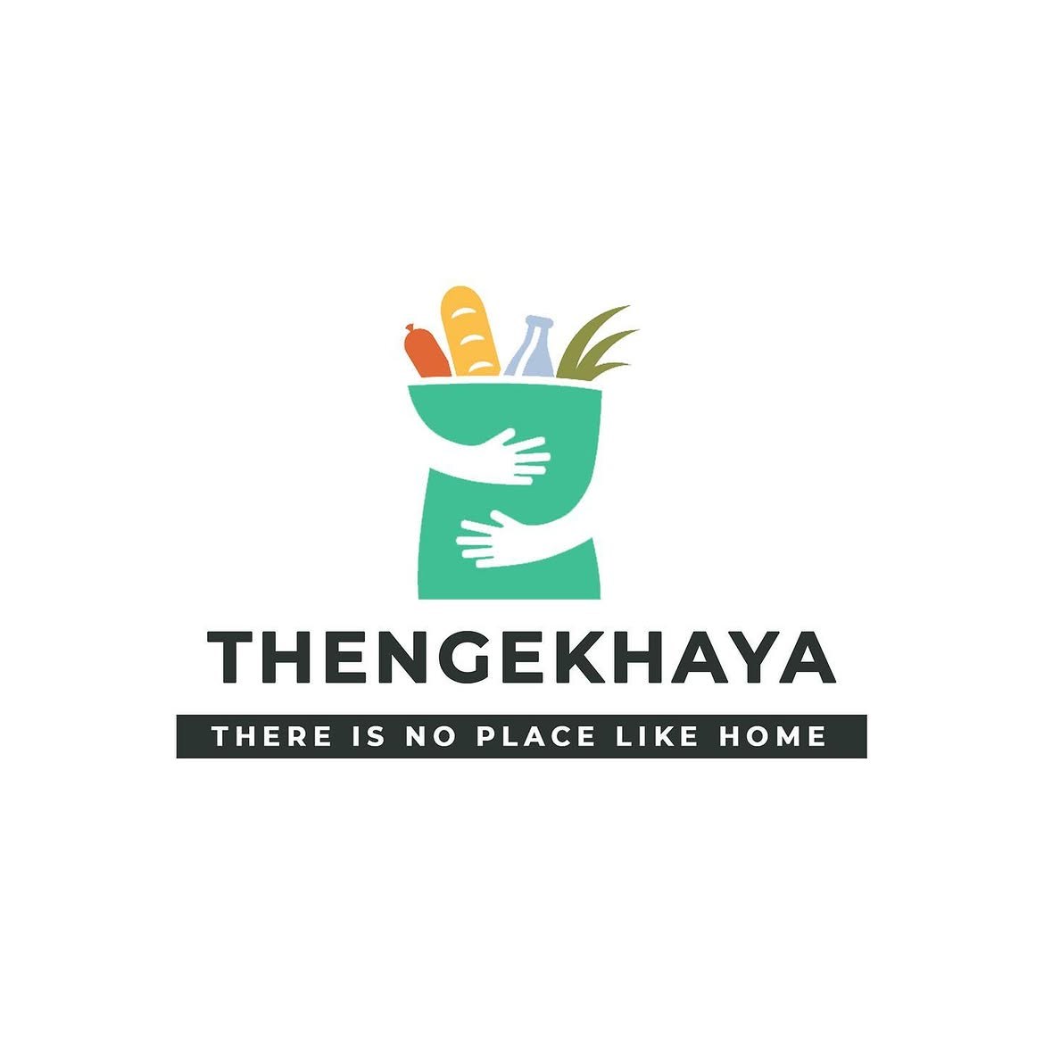 Thengekhaya logo with a green grocery bag embraced by white hands.